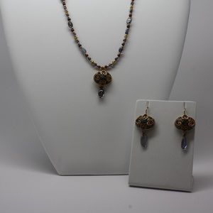 Enamel necklace/ earring set